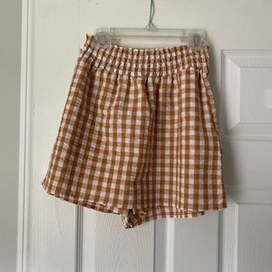 Orange plaid skirt/short